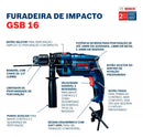 Furadeira De Impacto 1/2 Bosch Gsb 16 Re 850w