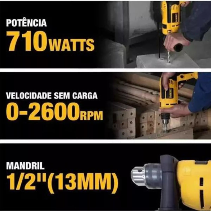 Furadeira De Impacto Dewalt Modelo Dwd502 Potência 710w 220v