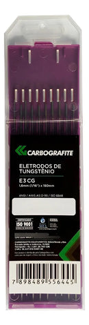 Eletrodo De Tungstênio E3 CG 1,6 Mm Ponta Lilás