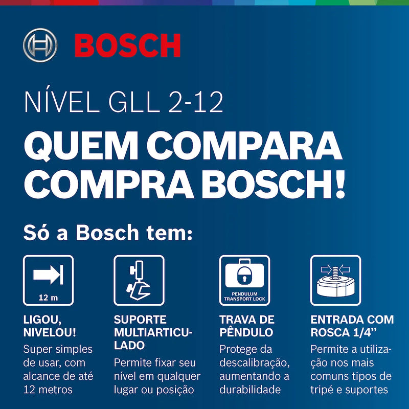 Nível a laser de linhas de cruz GLL2-12 Bosch