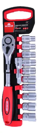 Jogo De Soquetes Estriado 1/2 12 Peças Worker