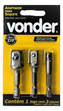 Adaptador Soquete Vonder Parafusadeira Furadeira 1/4 3/8 1/2