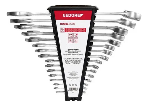 Jogo Chave Combinada 1/4 À 1.1/4 Pol 16 Pçs Gedore Red