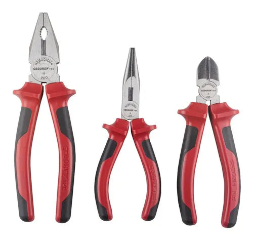 Jogo 3 Alicates De Corte Universal De Bico Gedore Red