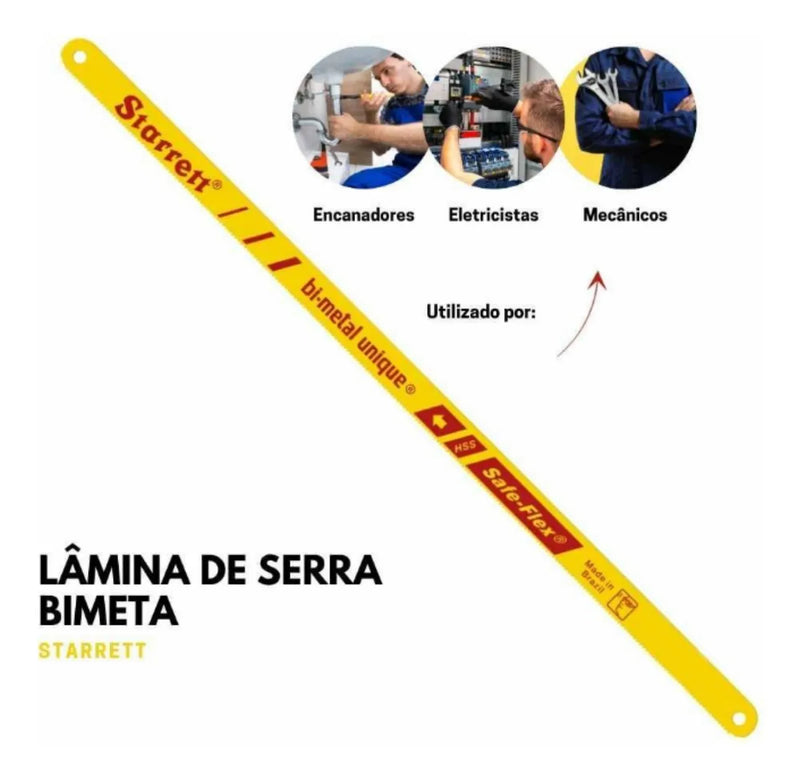 Lâmina Serra Manual Bimetal Starrett 24d Amarela Bs1224